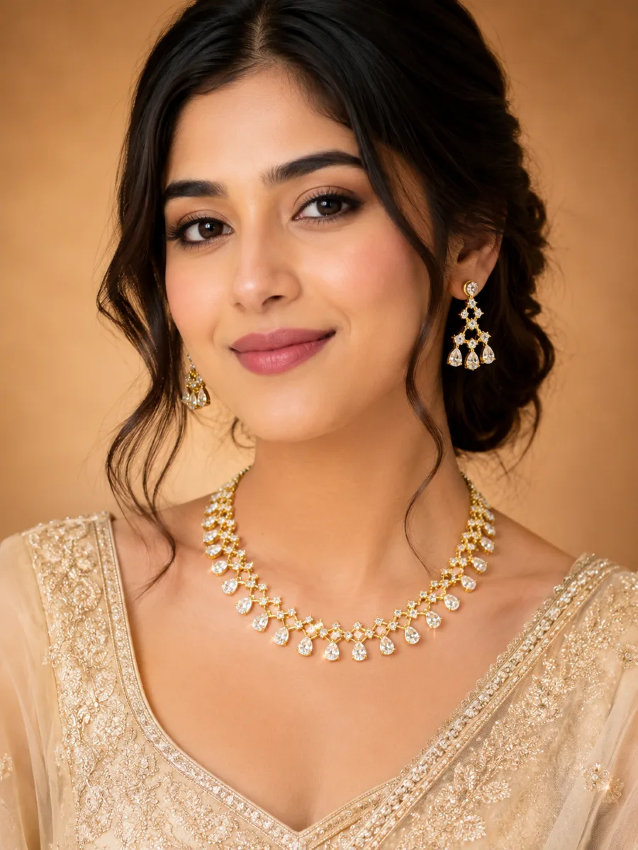 প্রিমিয়াম অরিজিনাল ডায়মন্ড কাট নেকলেস সেট
