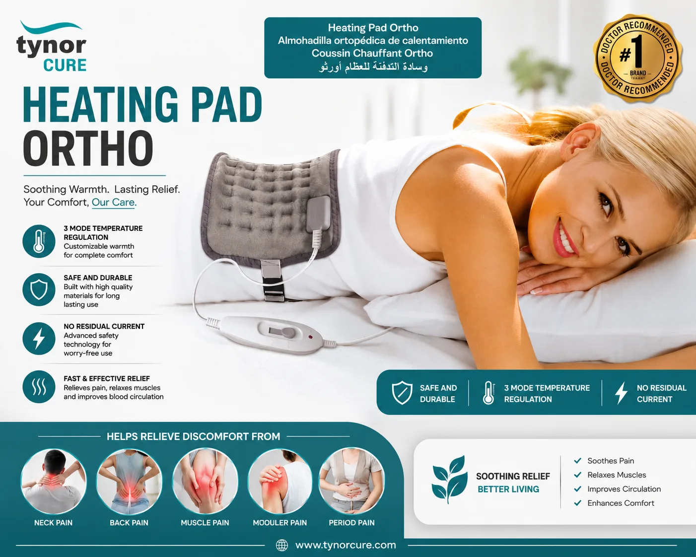 Electric Heating Pad for Back, Neck & Joint Pain Relief