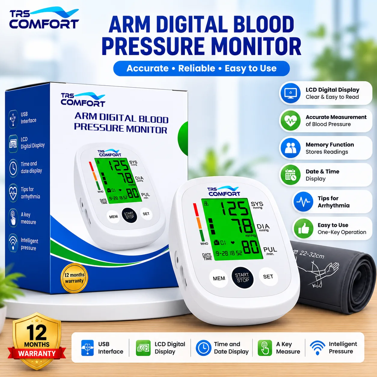 TRS Comfort Arm Digital Blood Pressure Monitor