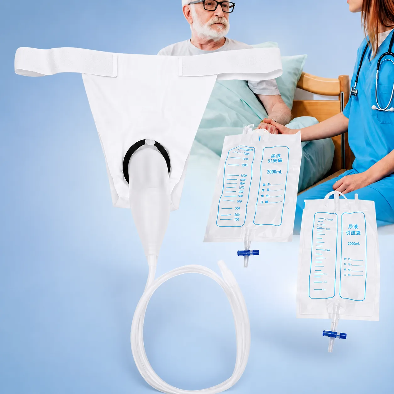 Male & Female Urine Collector Bag with Drainage Bag