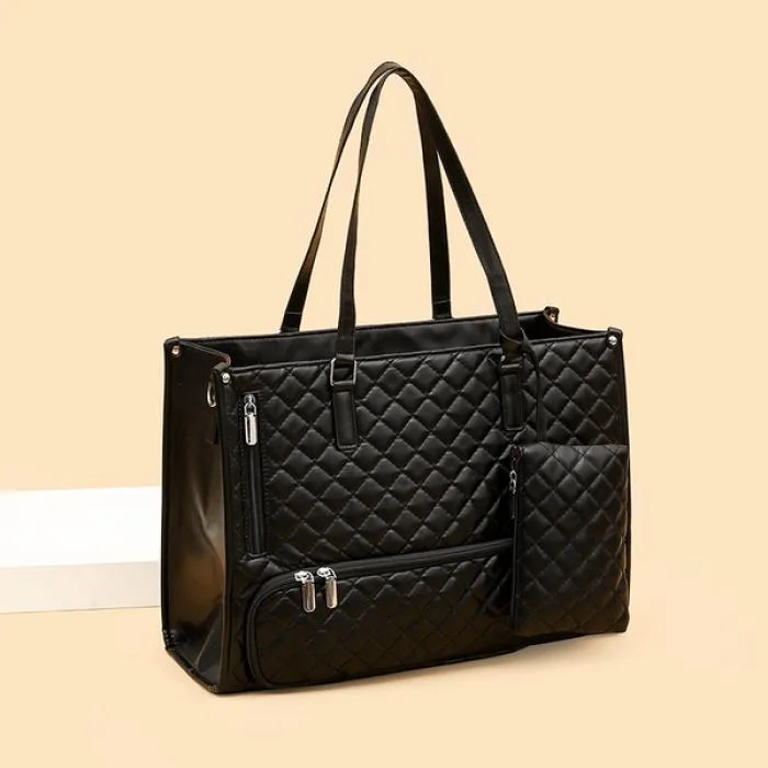 Women's Premium Lunch Tote & Pouch Set (Black)