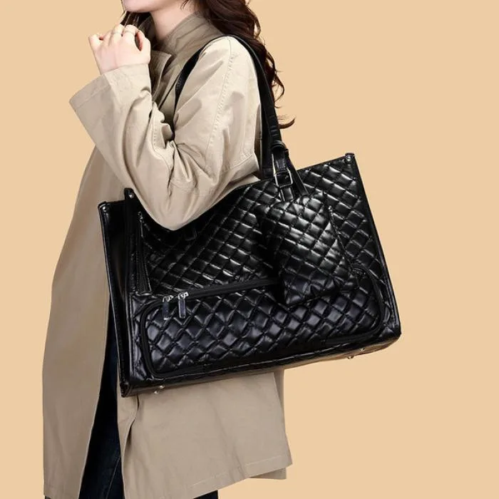 Women's Premium Lunch Tote & Pouch Set (Black)