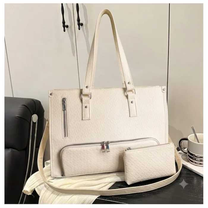 Women's Premium Lunch Tote & Pouch Set (Cream)