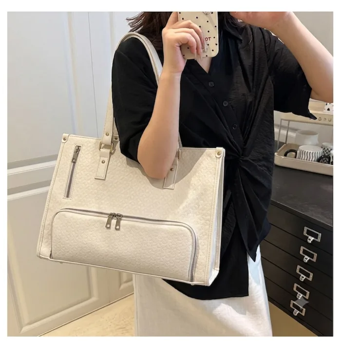 Women's Premium Lunch Tote & Pouch Set (Cream)