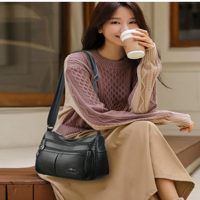 Stylish Practical Large Capacity Crossbody Bag (Black)