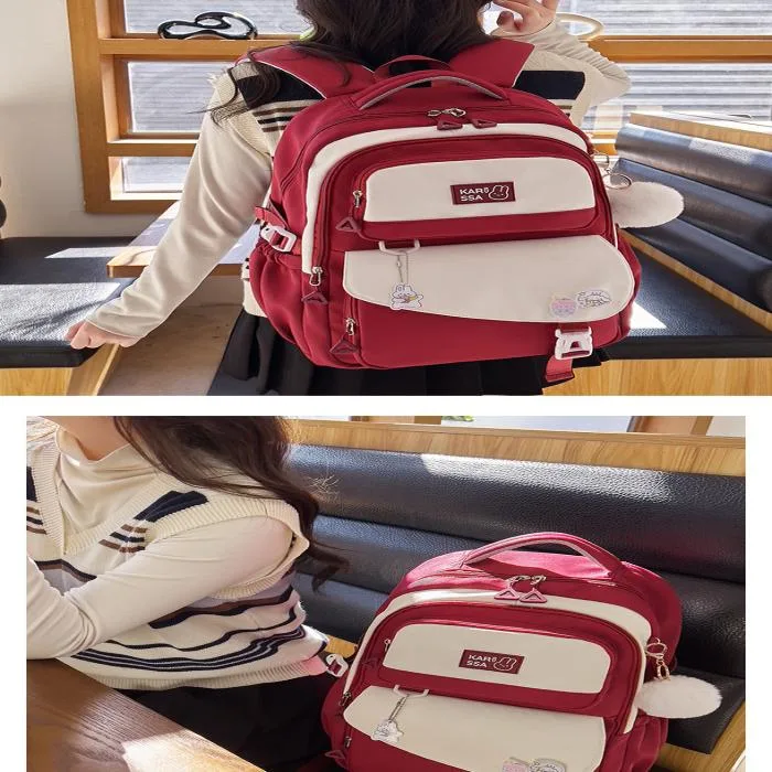 Cute Casual Premium Kids School Backpack (Red)
