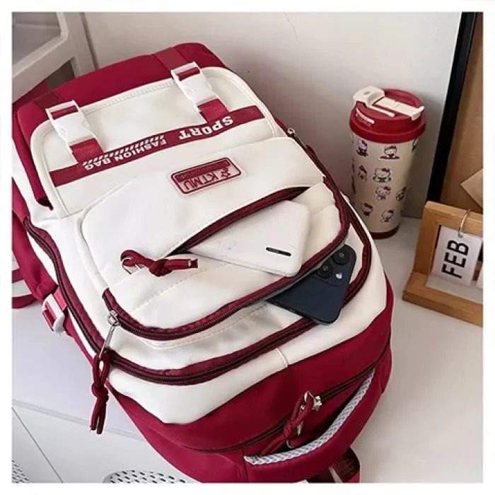 Lightweight College Student Backpack(Red)