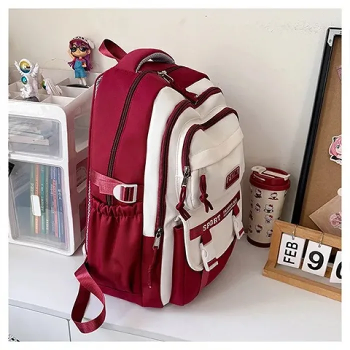 Lightweight College Student Backpack(Red)