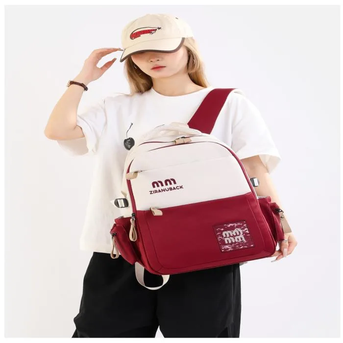 College Cute Large-Capacity Backpacks (Red)