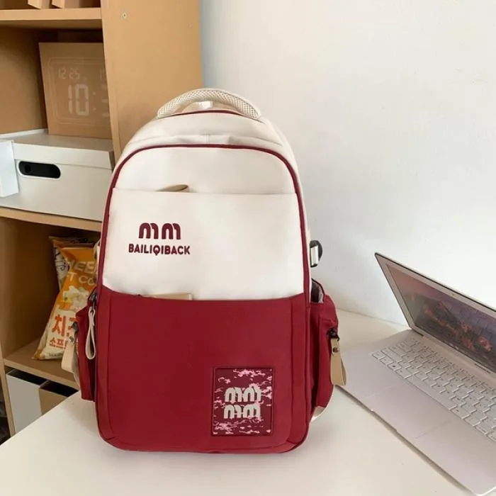 College Cute Large-Capacity Backpacks (Red)