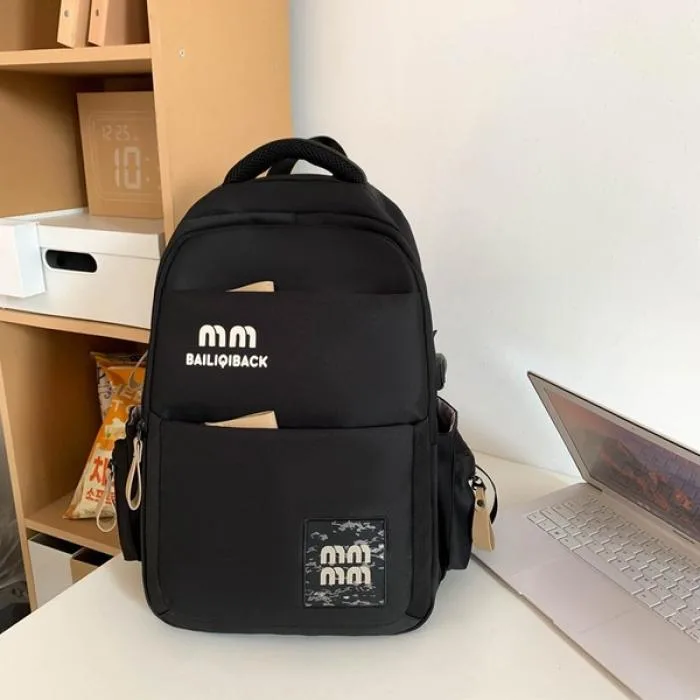 College Cute Large-Capacity Backpacks (Black)