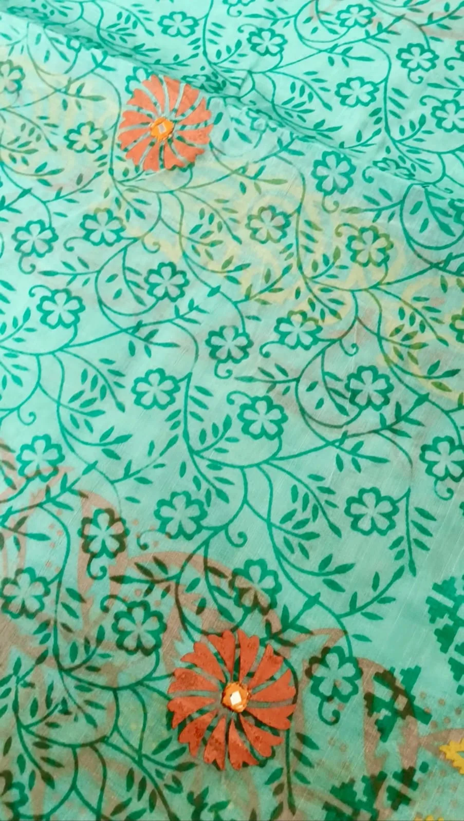 প্রিমিয়াম স্কাই ব্লু সফট কটন হ্যান্ড এমব্রয়ডারি শাড়ি