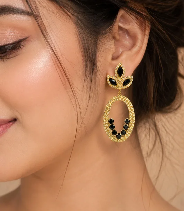 Elegant Crystal Oval Drop Earrings