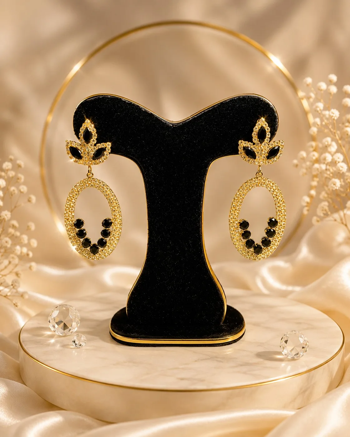 Elegant Crystal Oval Drop Earrings