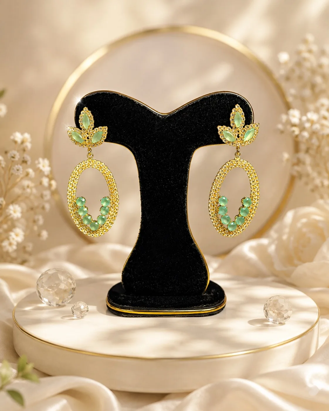 Elegant Crystal Oval Drop Earrings