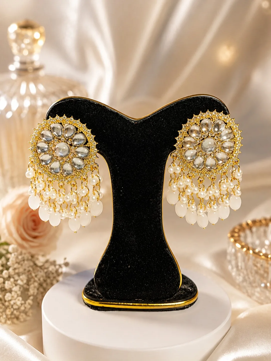 Royal Kundan Pearl Drop Earrings