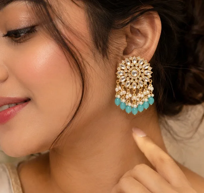Royal Kundan Pearl Drop Earrings