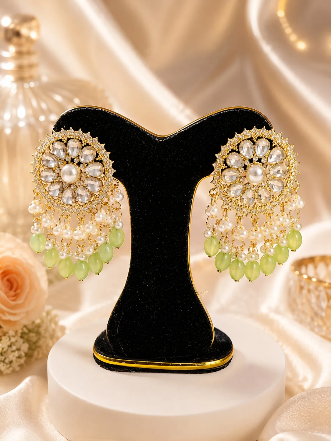 Royal Kundan Pearl Drop Earrings