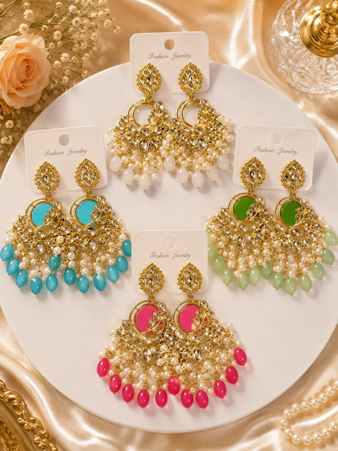 Royal Kundan Pearl Chandbali Earrings