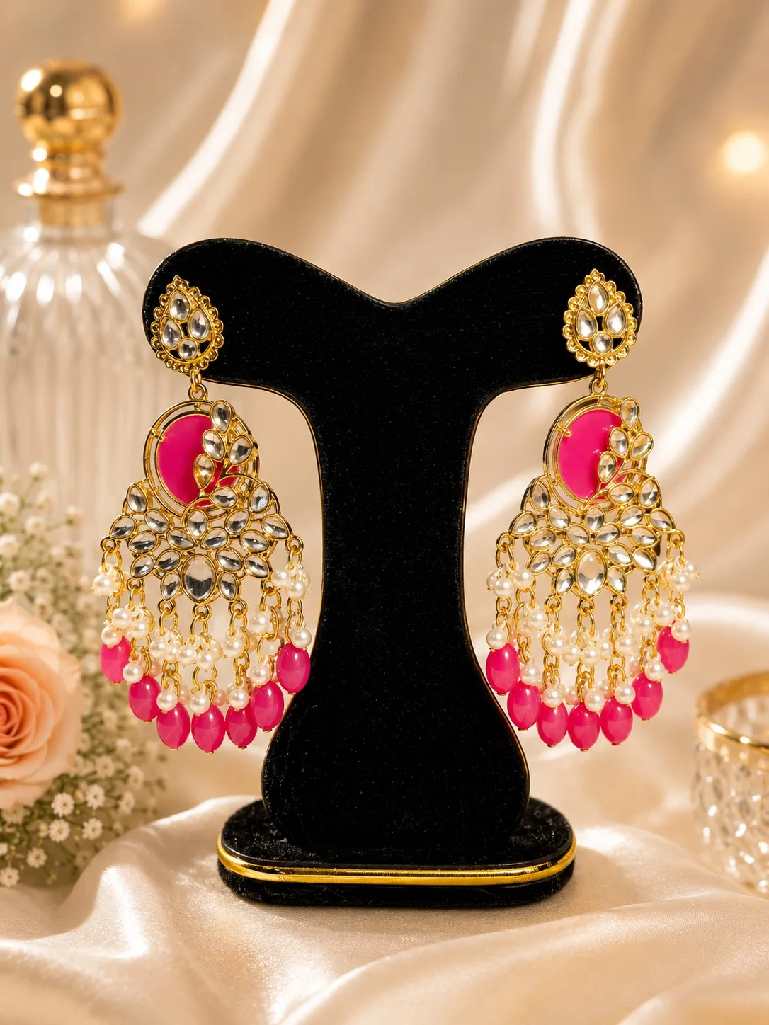 Royal Kundan Pearl Chandbali Earrings