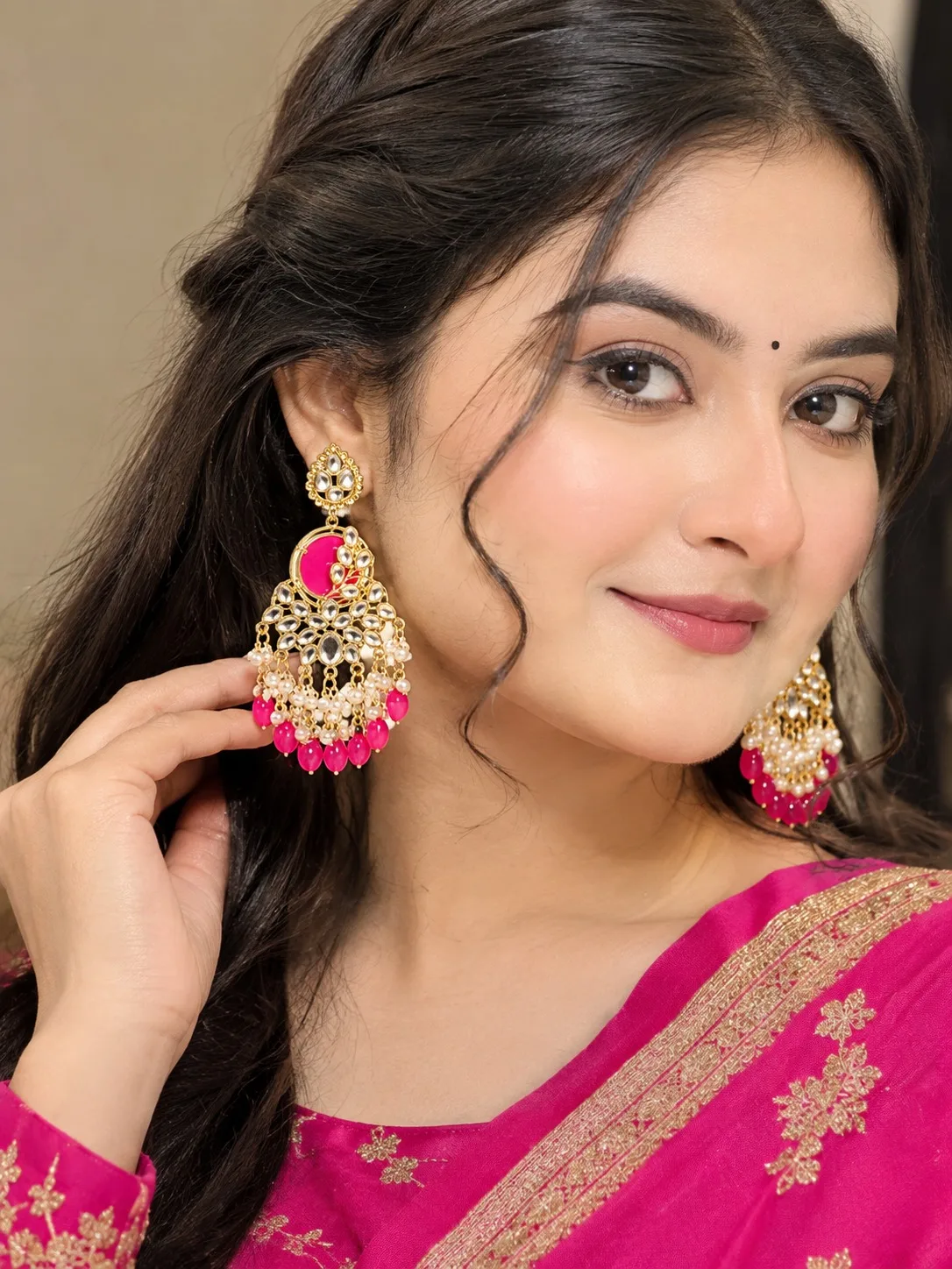 Royal Kundan Pearl Chandbali Earrings
