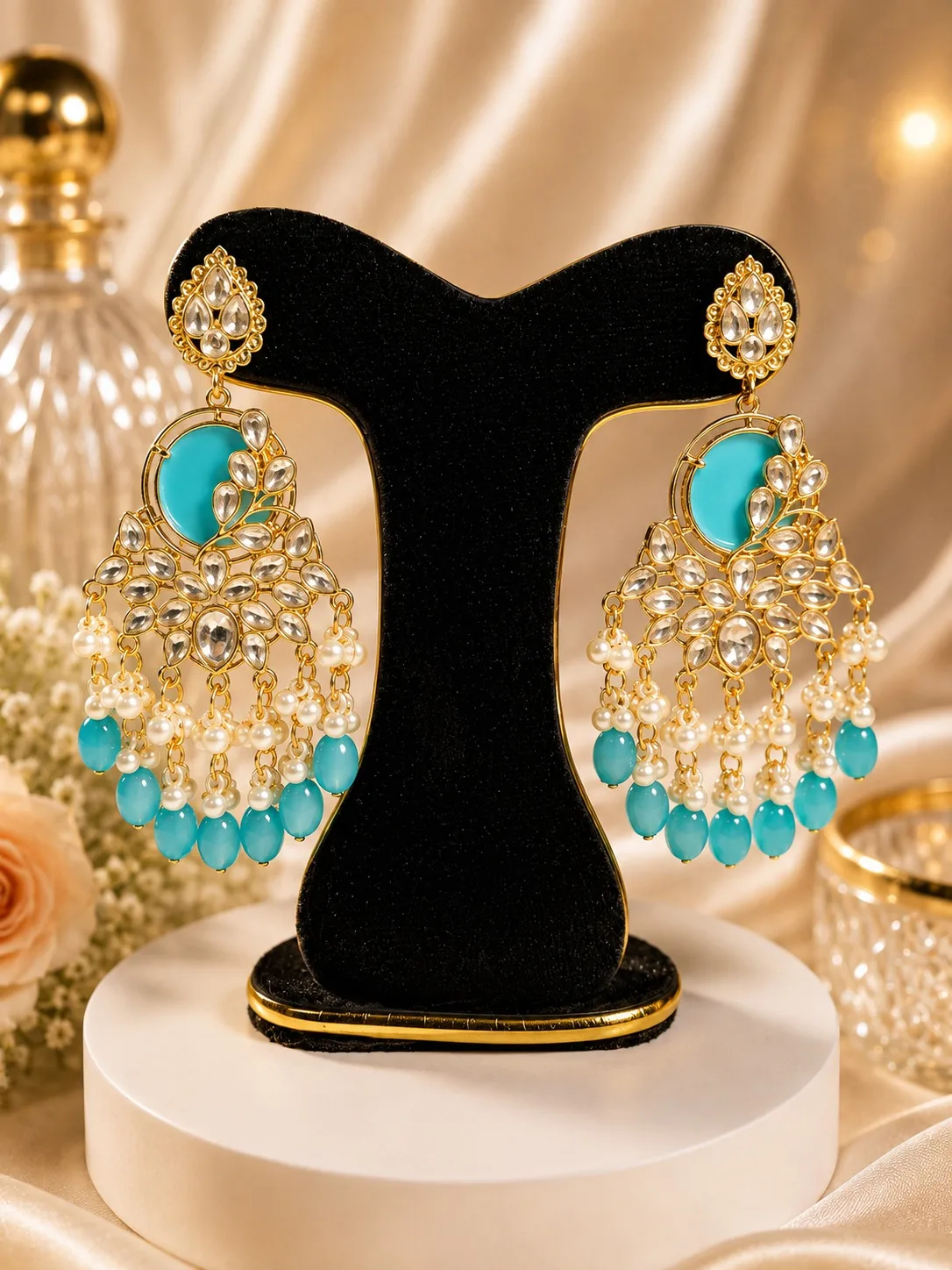 Royal Kundan Pearl Chandbali Earrings