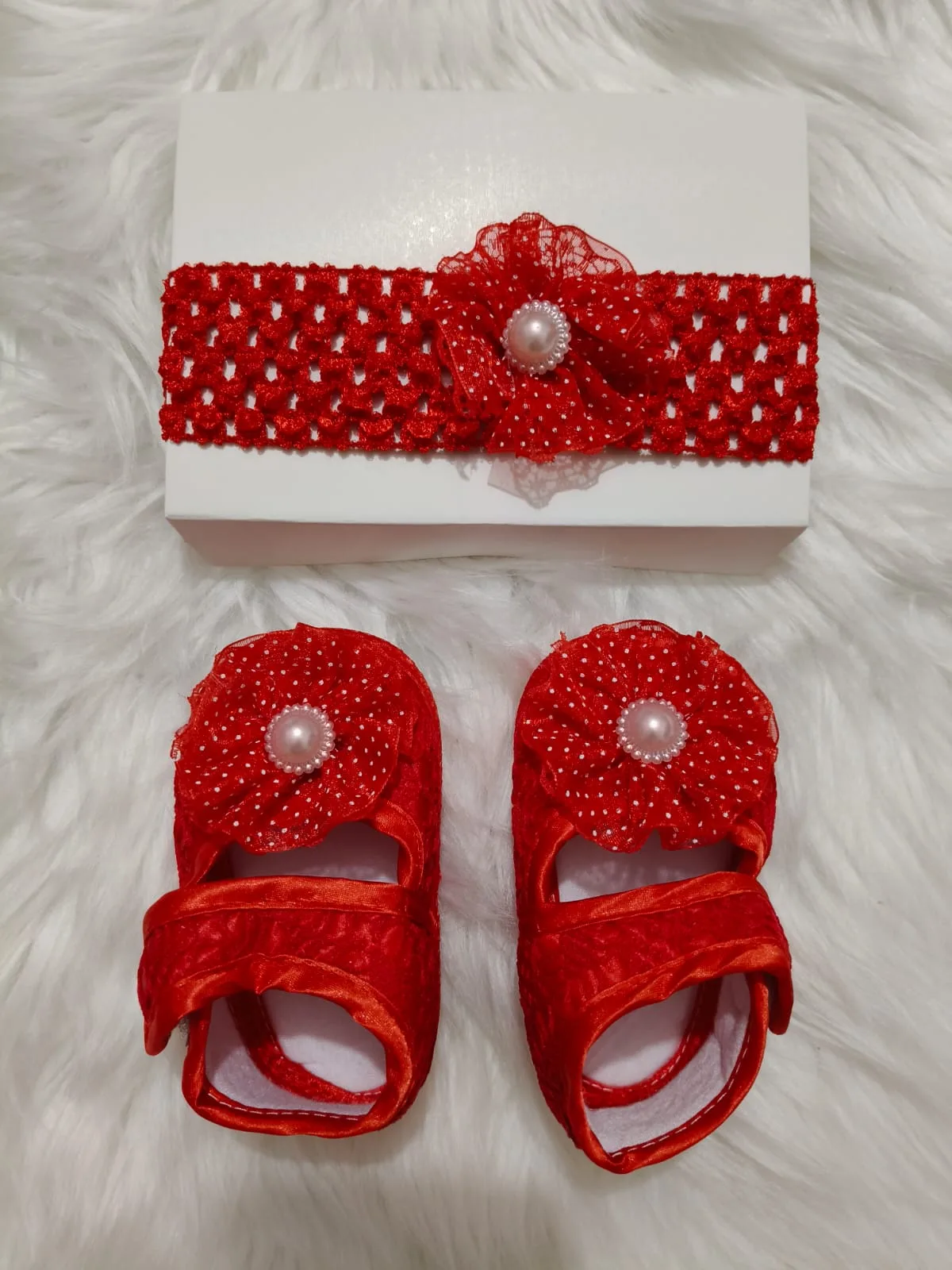 Baby Floral Shoes & Matching Headband Set