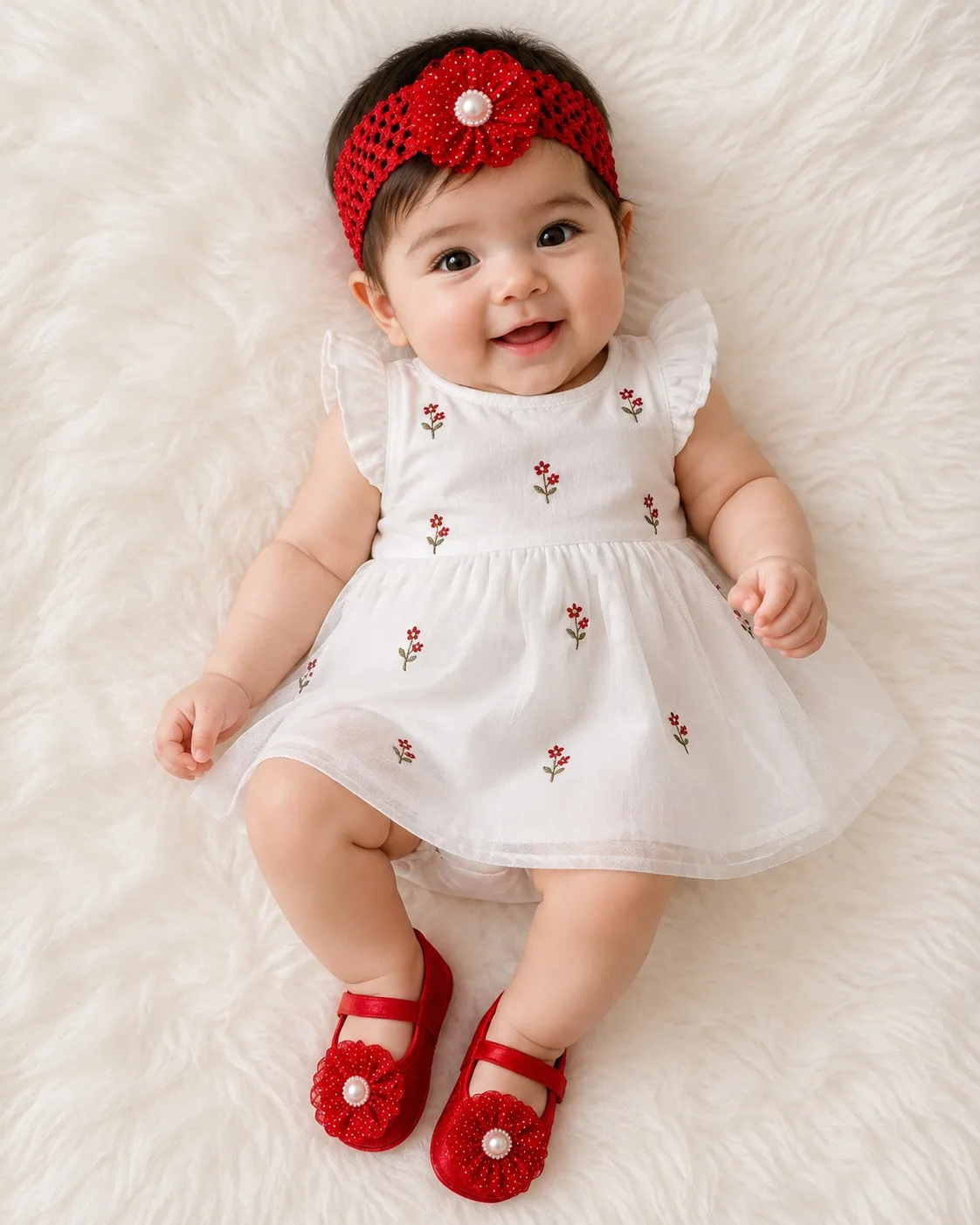 Baby Floral Shoes & Matching Headband Set
