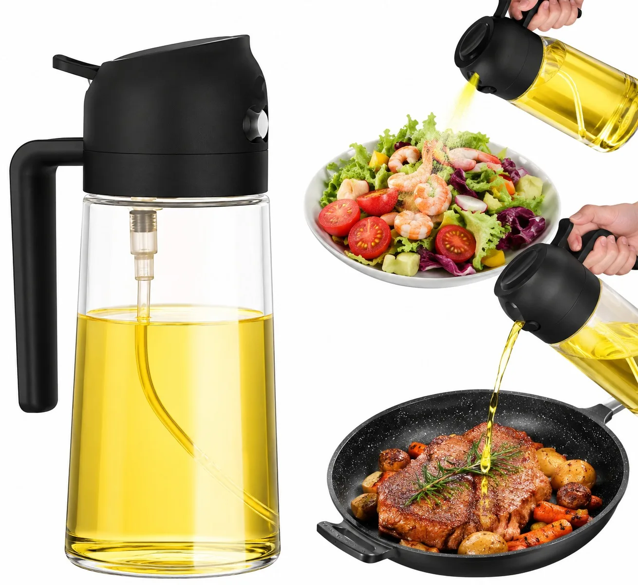 2-in-1 Spray & Pour Glass Oil Bottle