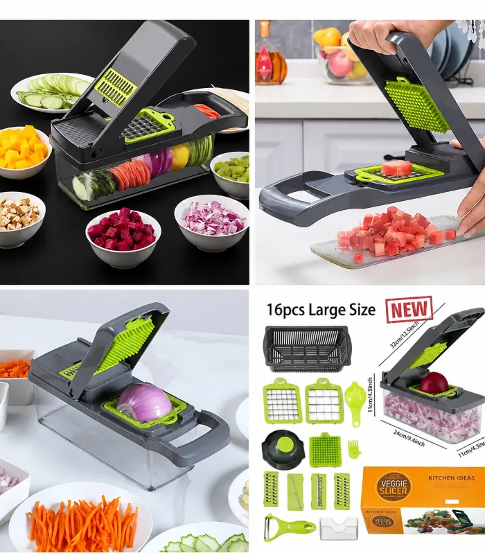 16 Pcs Multifunctional Vegetable Chopper & Slicer