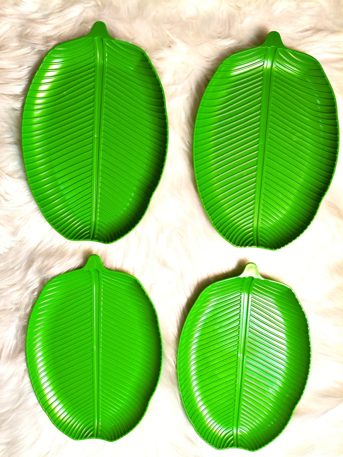 Banana Leaf Design Serving Tray – 4 Pieces Set