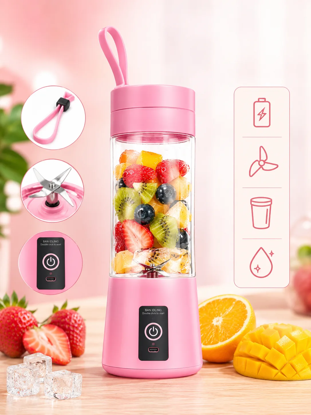 Portable Rechargeable Juice Blender A-801 – 380ml