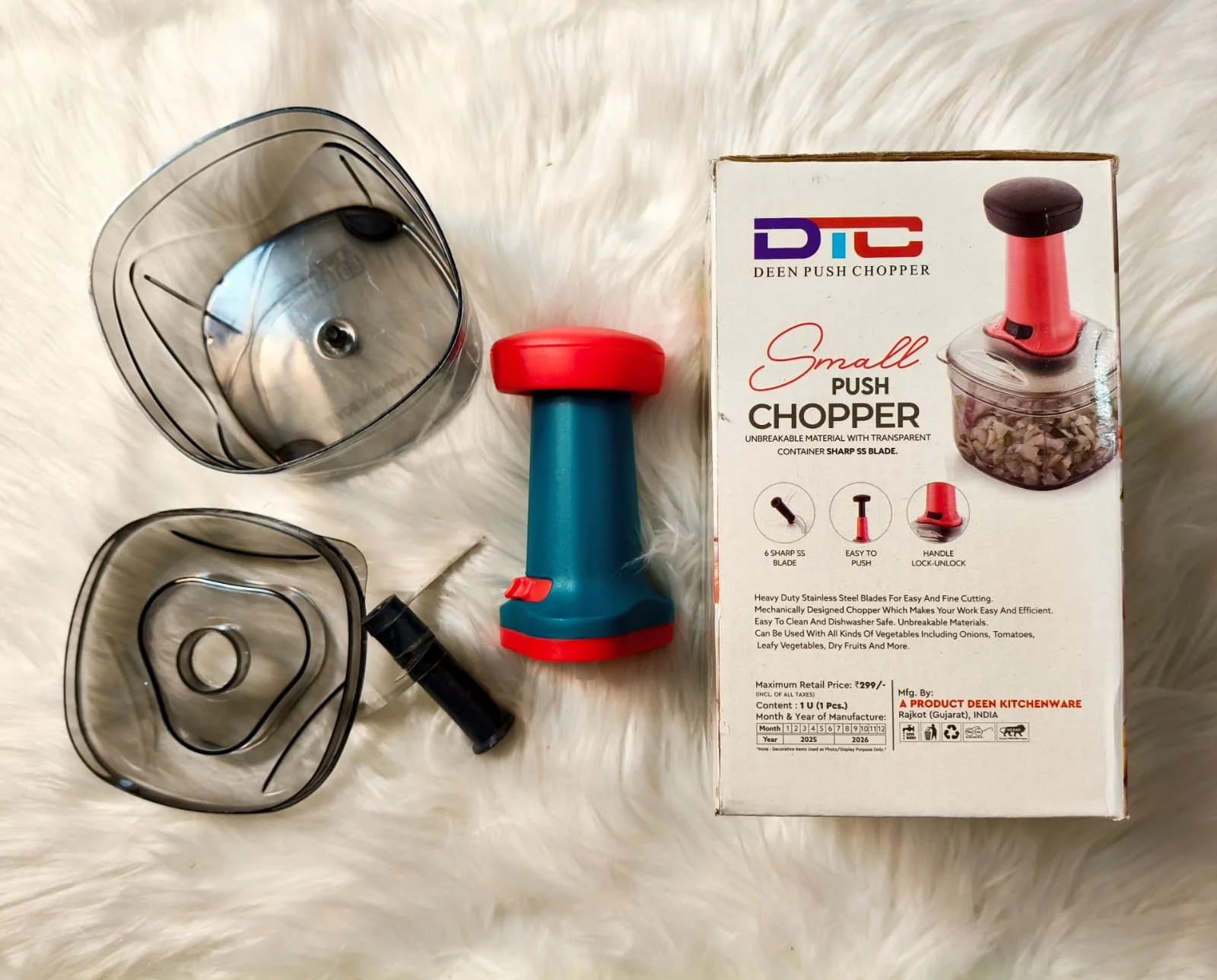 6 Sharp Stainless Steel Blade Manual Vegetable Chopper