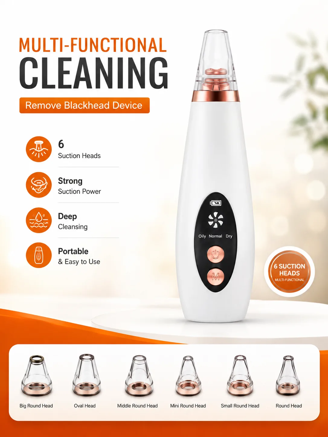 6-in-1 Electric Blackhead Remover & Pore Vacuum Cleaner