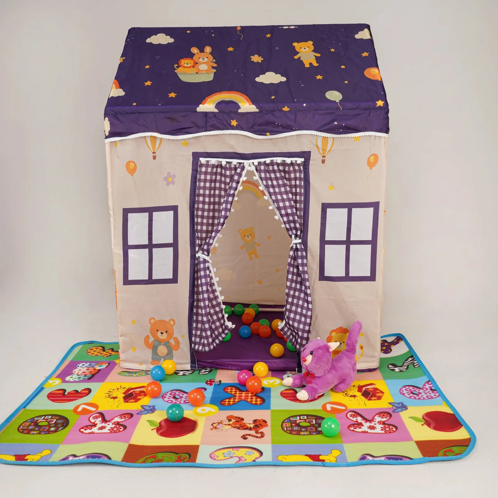 Premium Castle House Printed Play Tent (Purple)